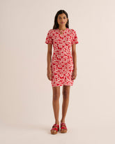 Robe Floréal imprimé flower party rouge et écru