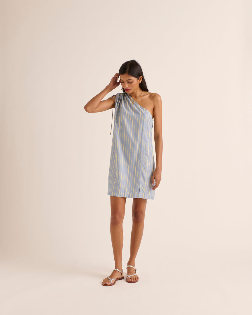 Robe Winie rayures bleu et jaune