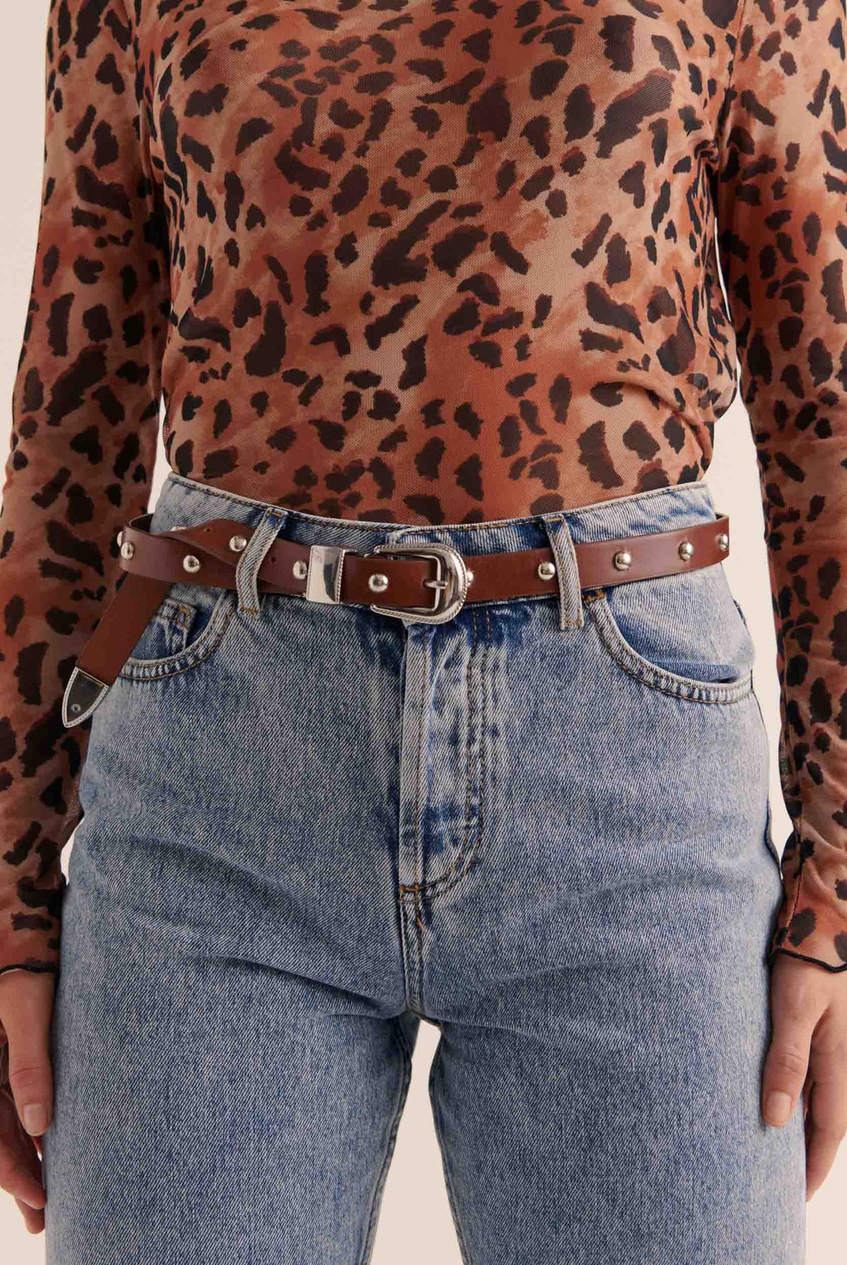 Ceinture Cameron clouté camel