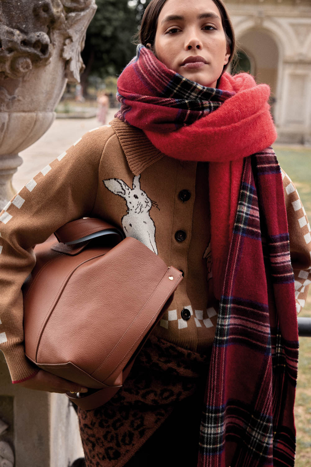 Écharpe Public tartan rouge