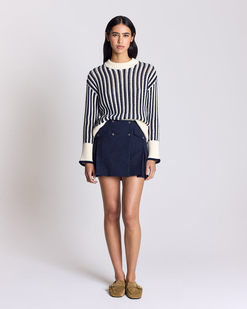 Pull Adrien rayures bleu et écru