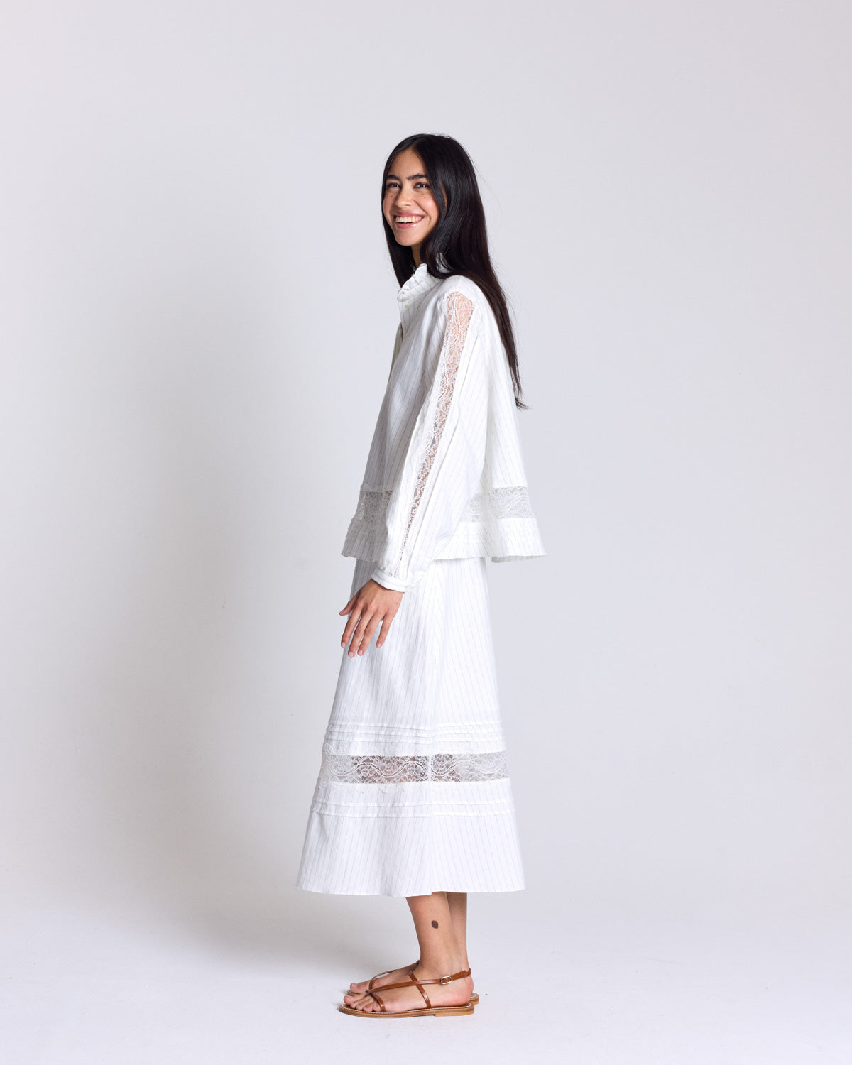 Blouse Eloise rayures vert et écru