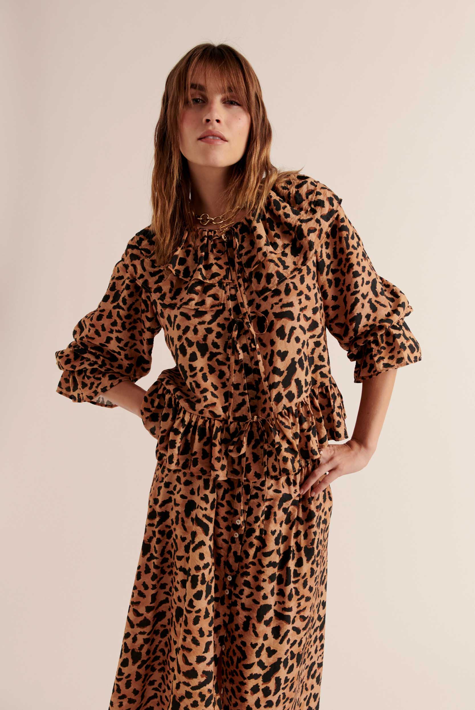 Chemise Belva imprimé guépard cappuccino