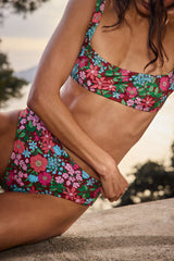 Bas de maillot de bain Aurelia imprimé Liberty rose et bordeaux