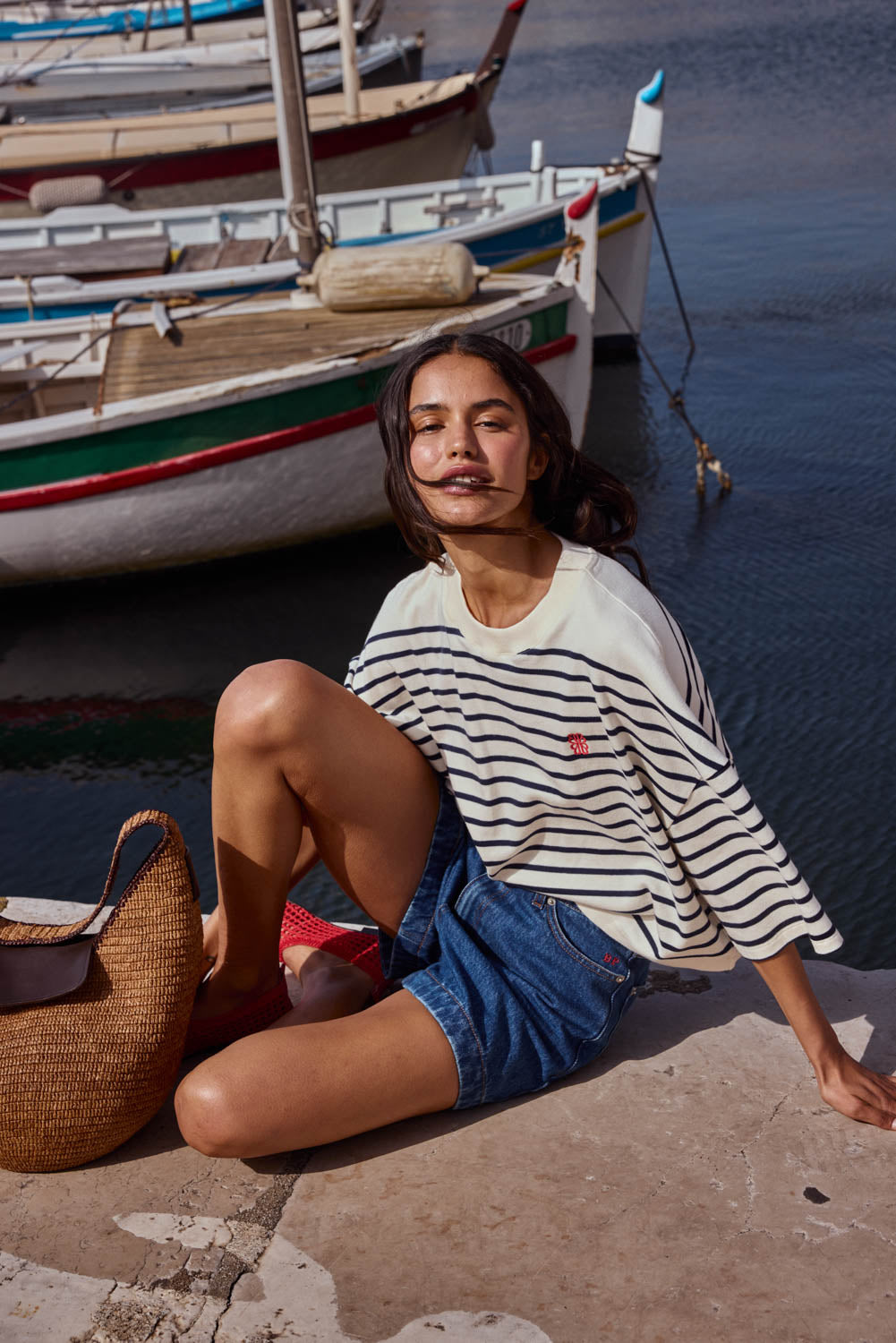 Tee Shirt Lucien rayures bleu marine et blanc