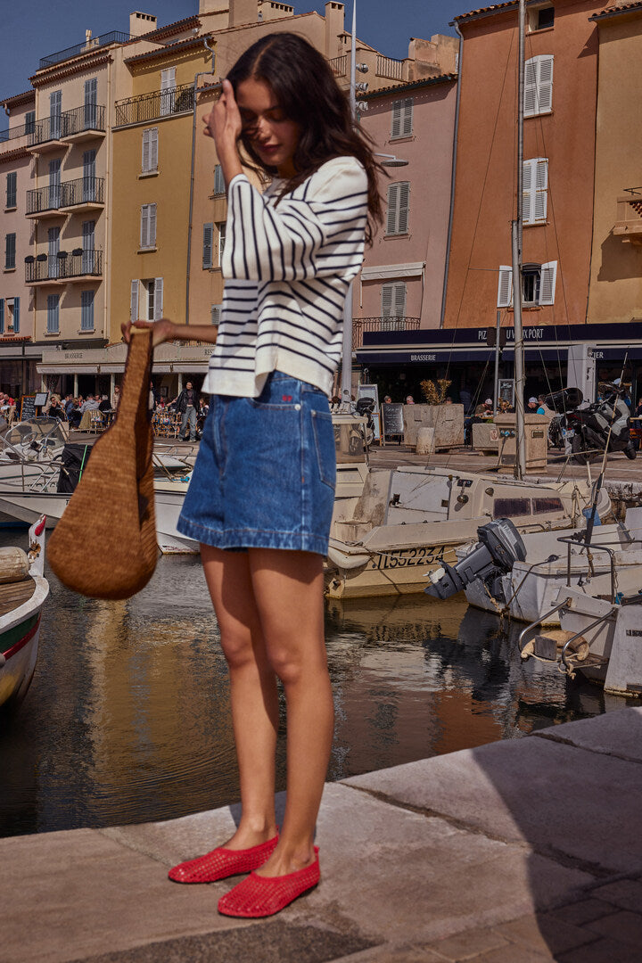 Tee Shirt Lucien rayures bleu marine et blanc