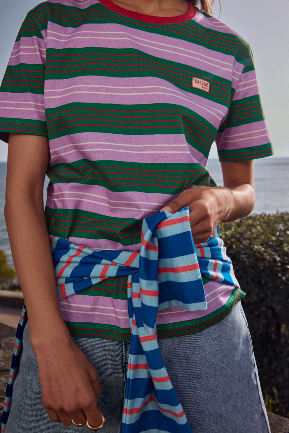 Tee Shirt Bree rayures marine et violet