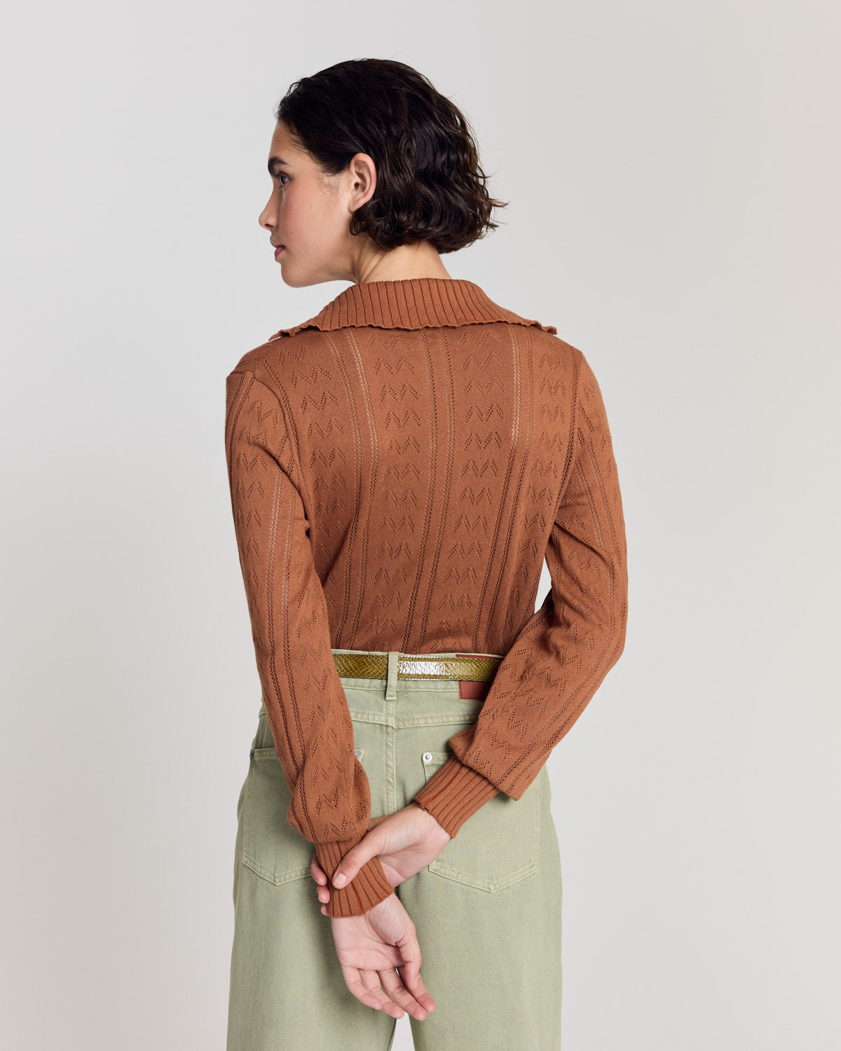 Ceinture Basma vernis embossé kaki