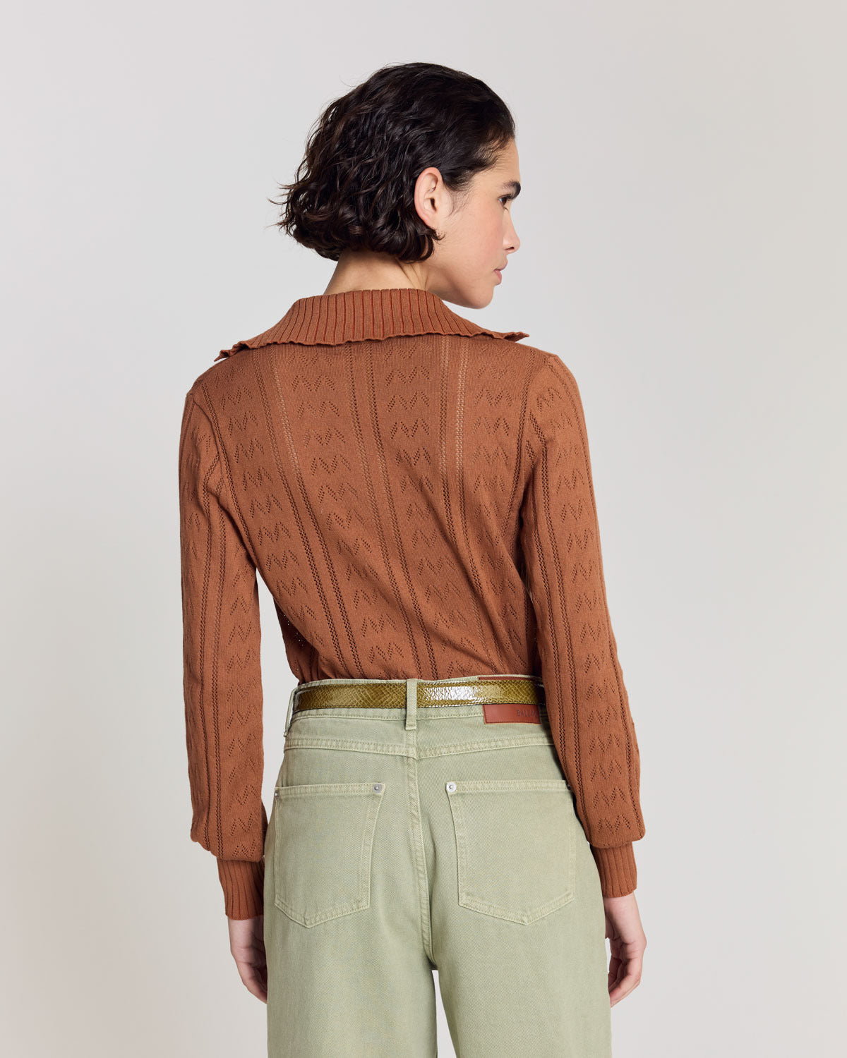 Ceinture Basma vernis embossé kaki