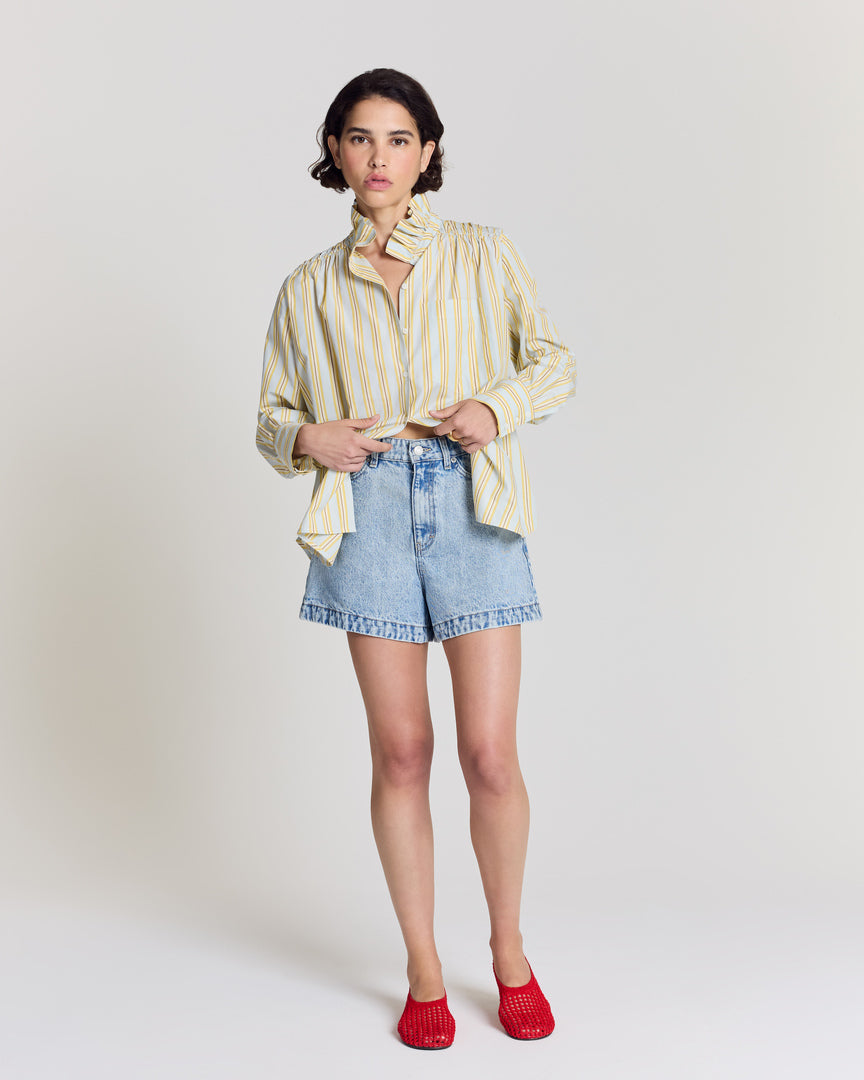 Chemise Leonor rayures bleu et jaune