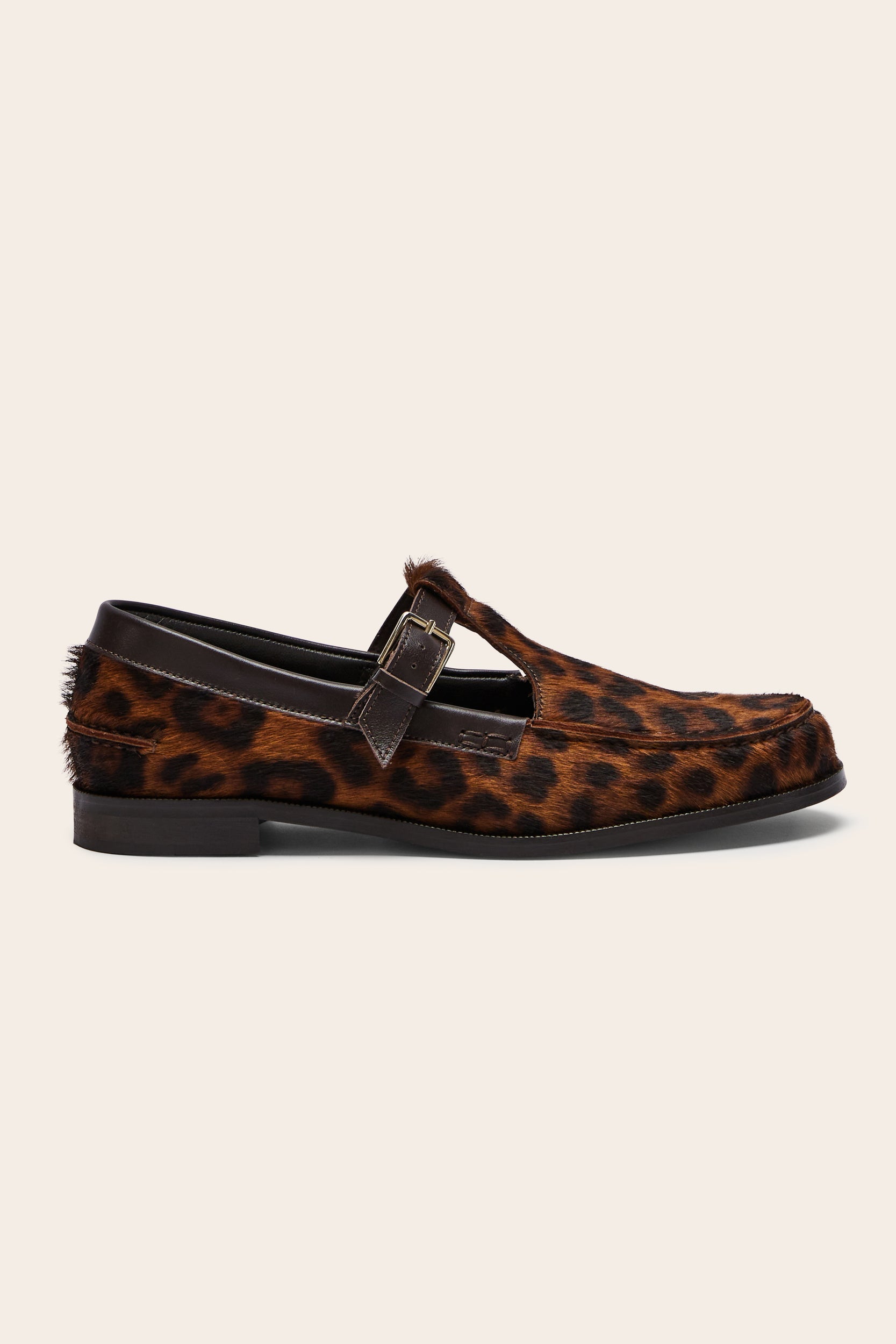 Mocassins Alban pony léopard fauve et chocolat