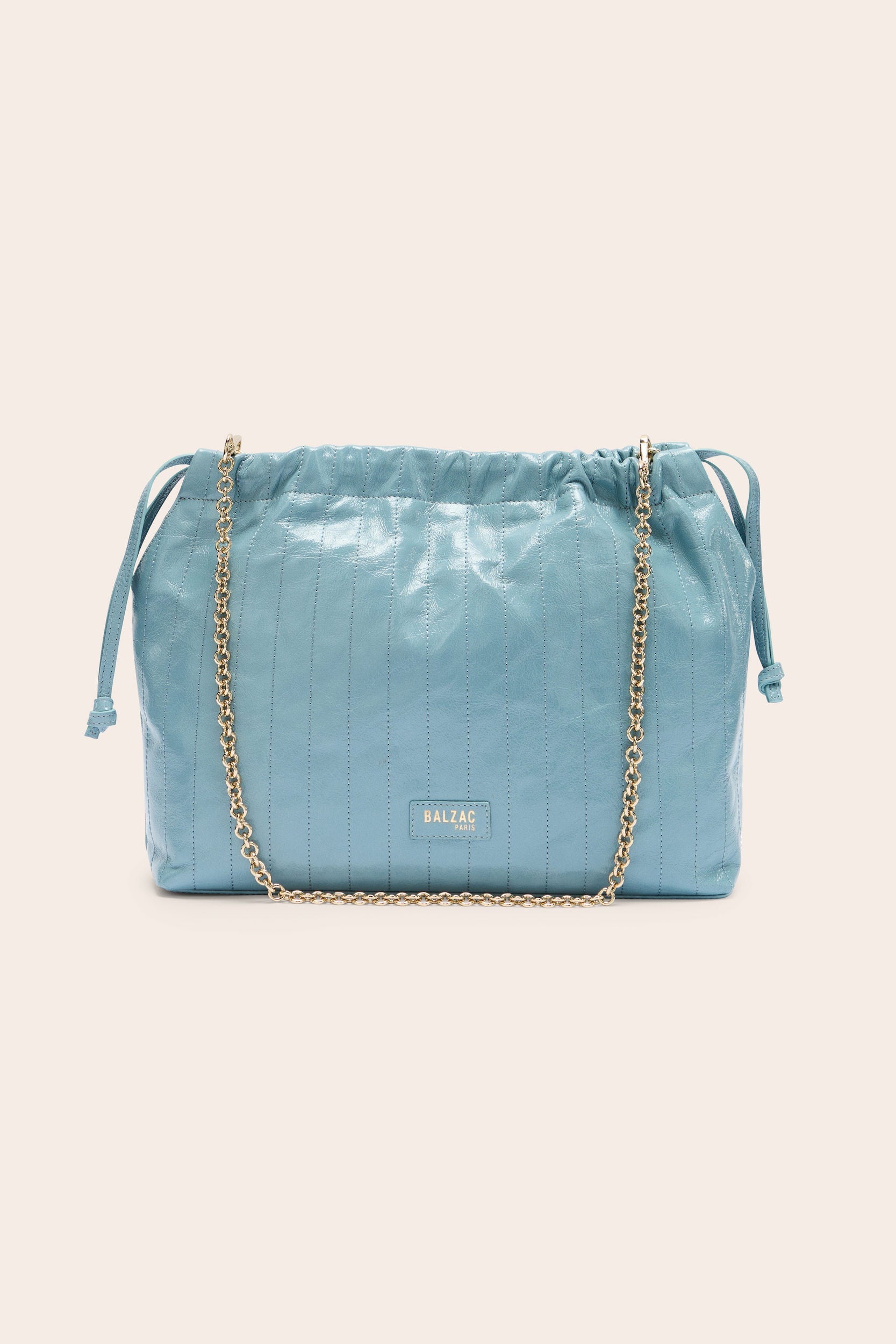 Sac Amaïa vernis froissé bleu piscine