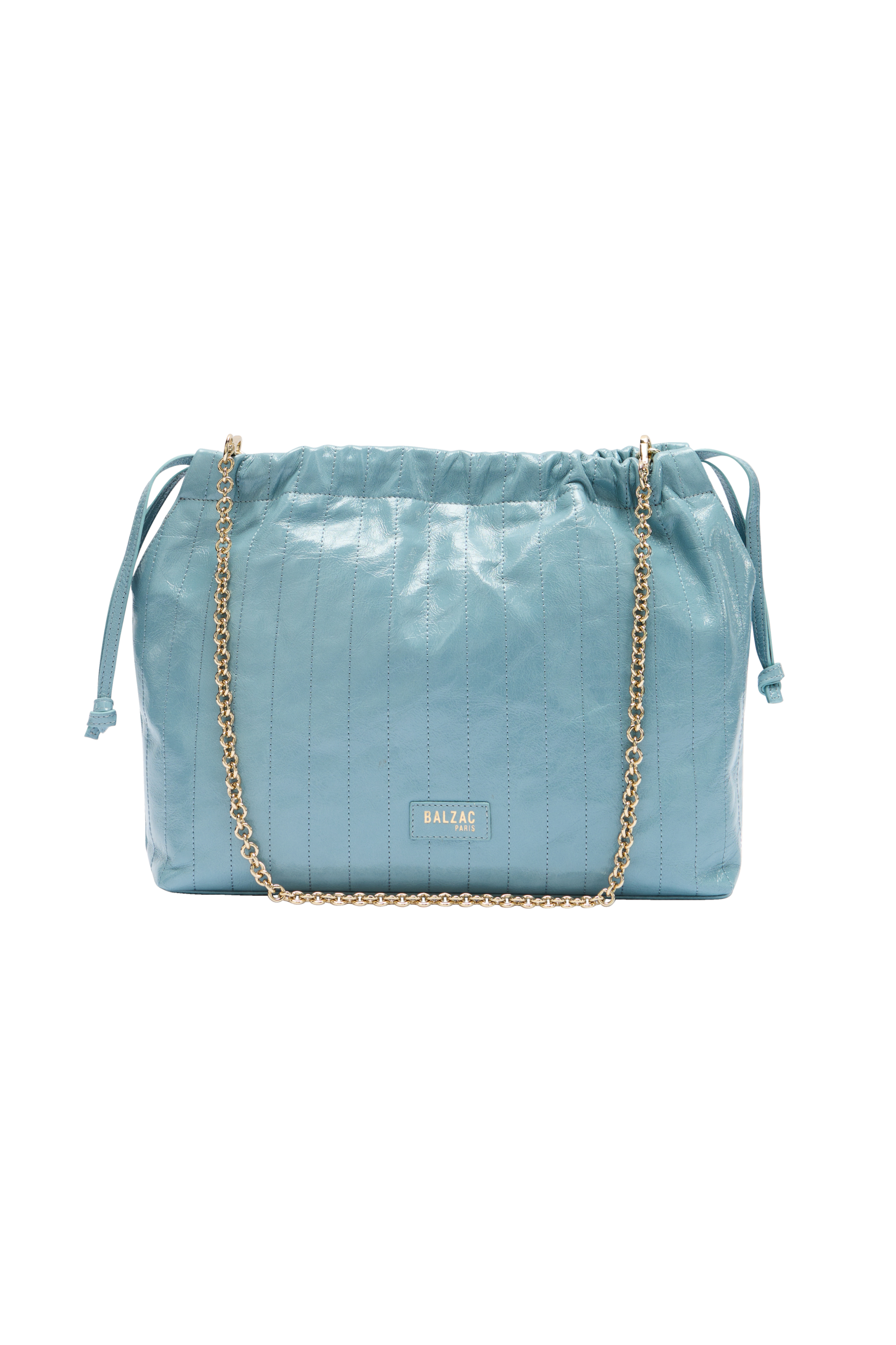 Sac Amaïa vernis froissé bleu piscine