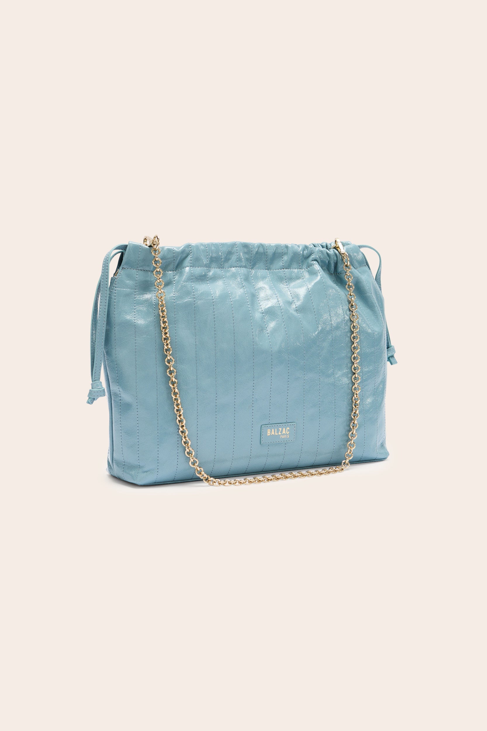 Sac Amaïa vernis froissé bleu piscine