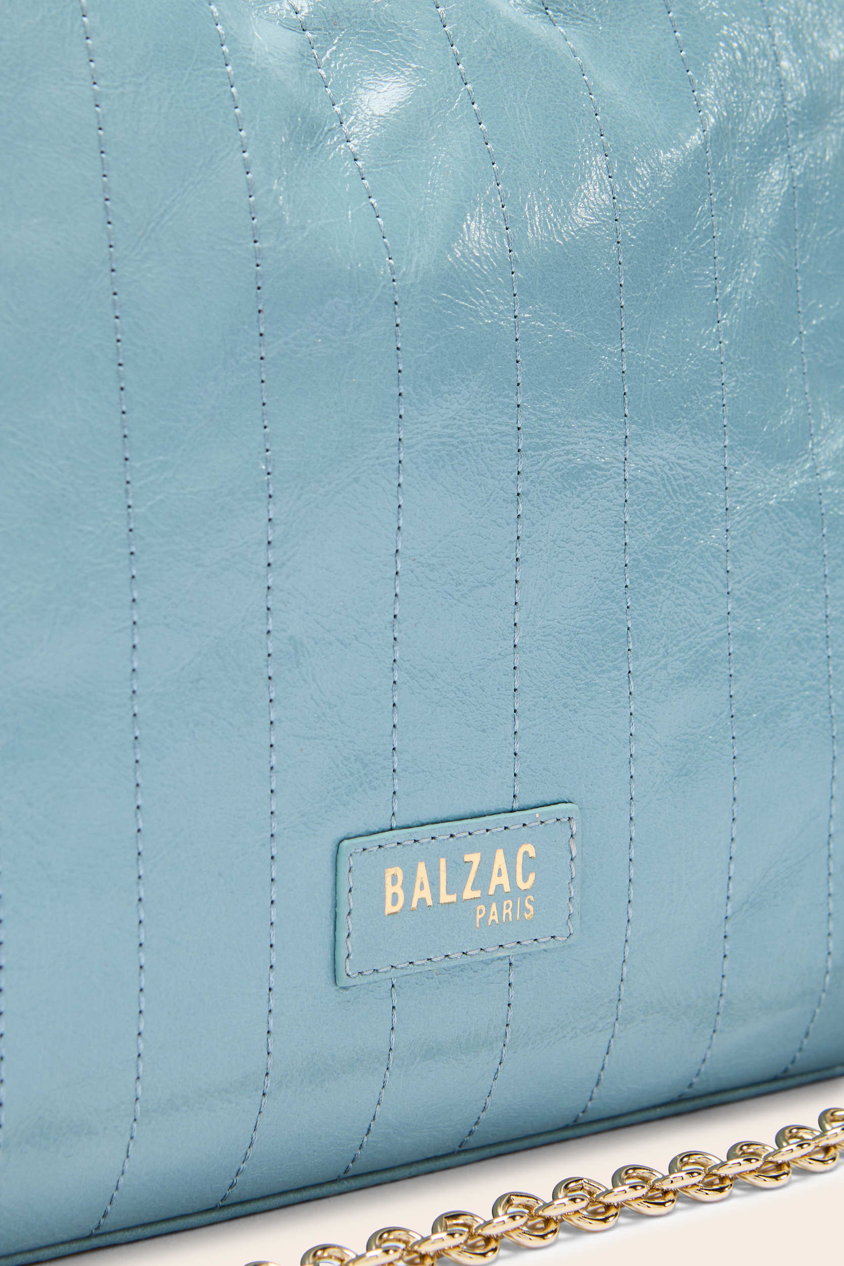 Sac Amaïa vernis froissé bleu piscine