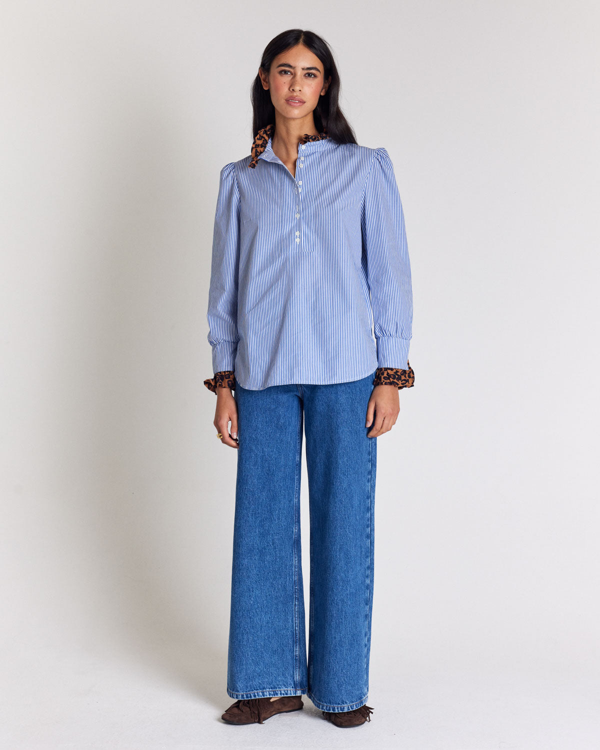 Blouse Source rayures bleu et léopard