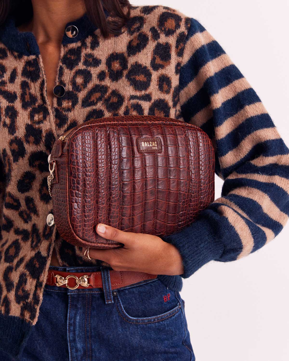 Sac César cognac embossé