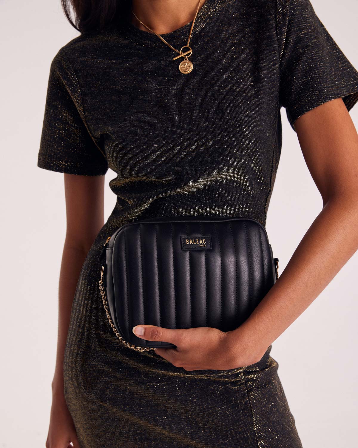 Sac César chaine noir lisse