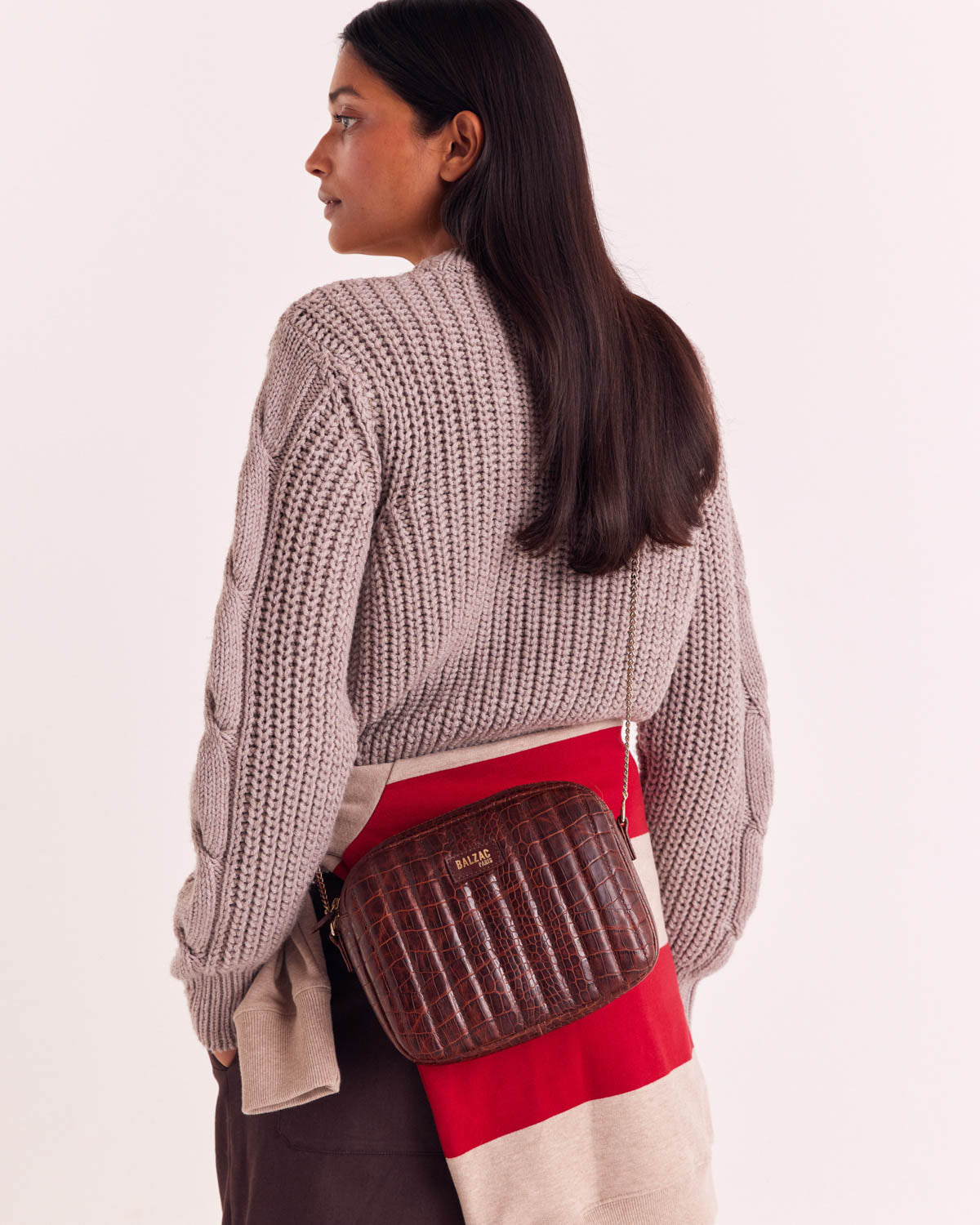 Sac César cognac embossé