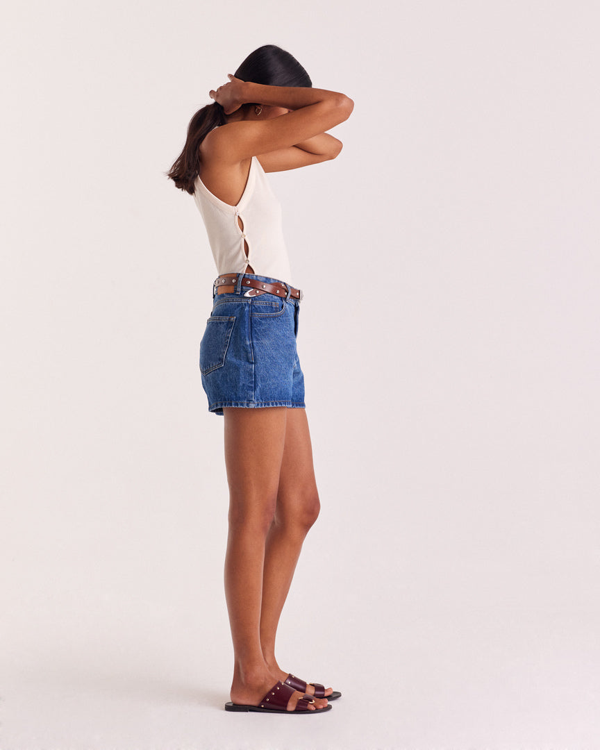 Short Triomphe bleu midi