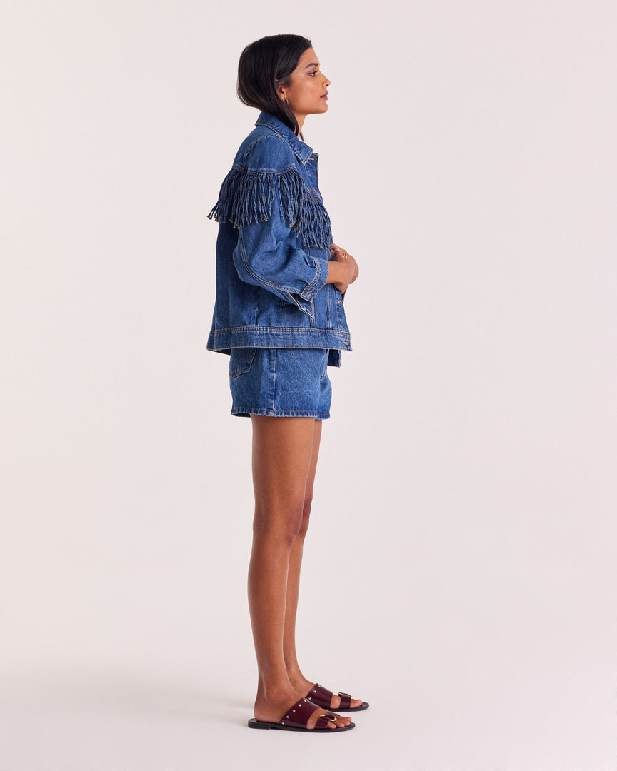 Short Triomphe bleu midi