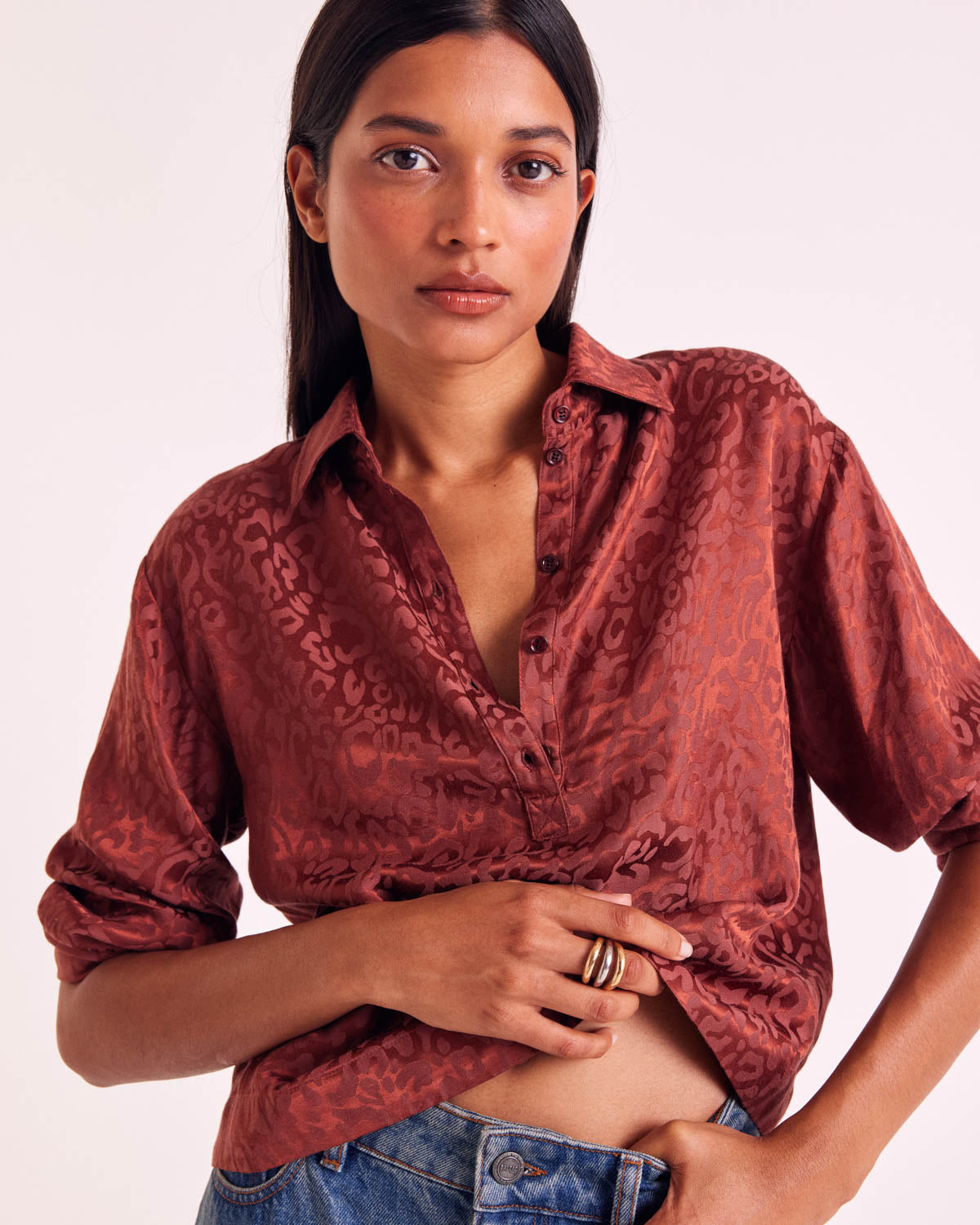 Blouse Gabriel jacquard noisette