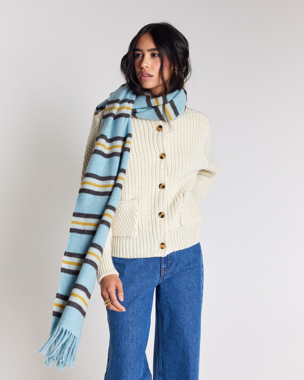 Écharpe Public rayures jaune et bleu