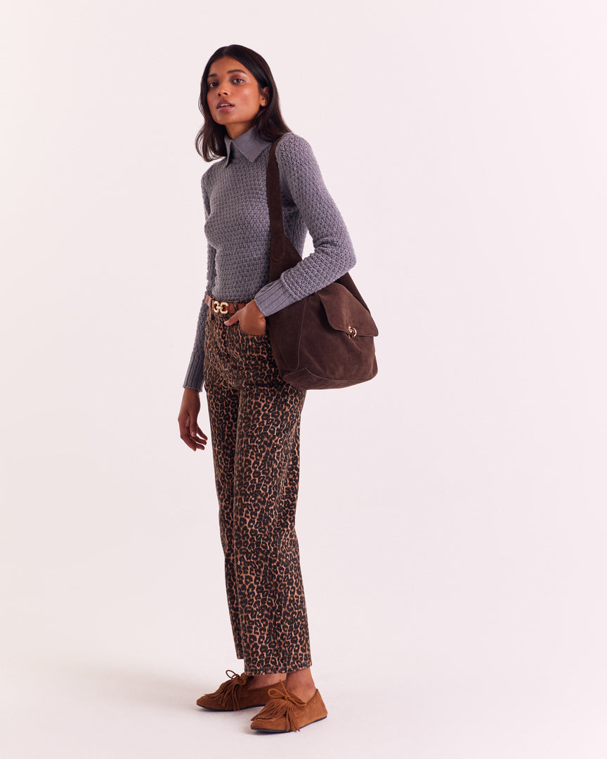 Sac Gala croûte de cuir moka