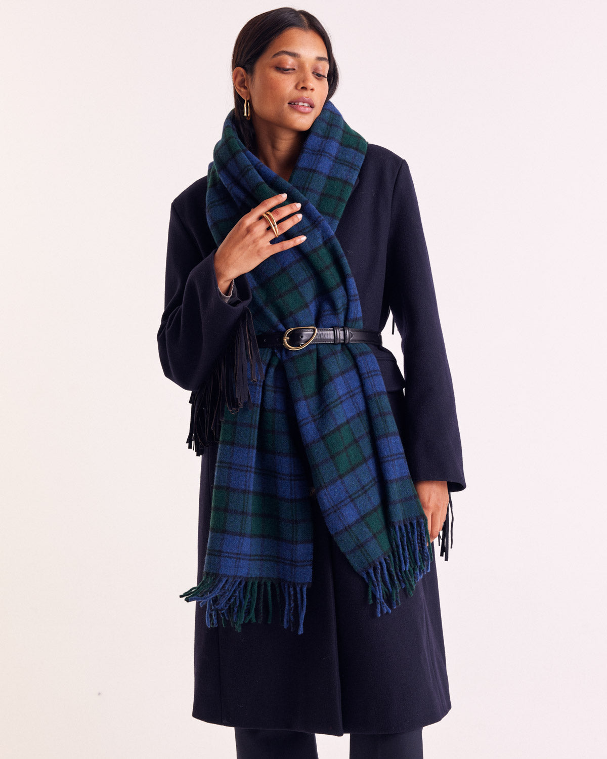 Écharpe Public tartan bleu et vert