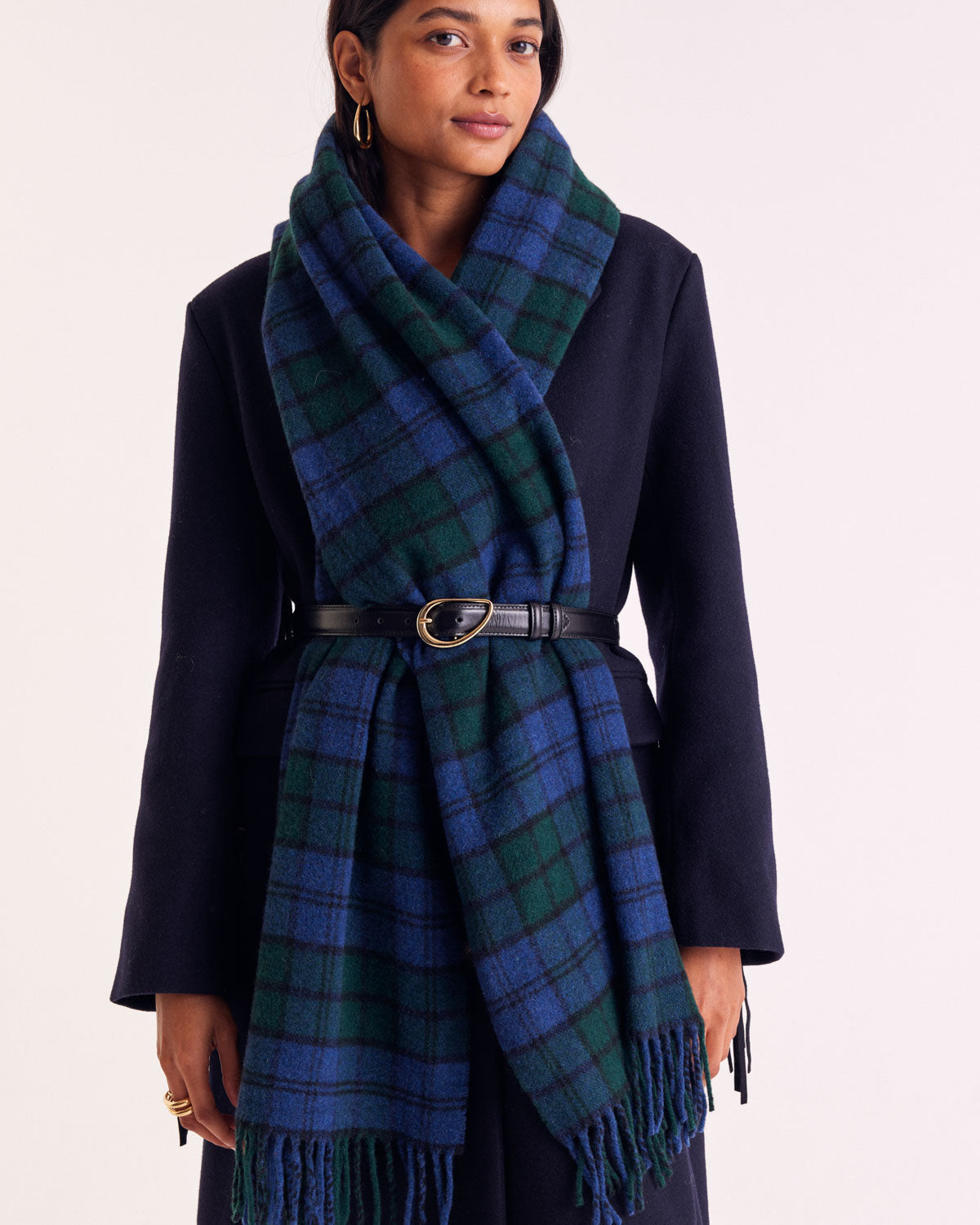 Écharpe Public tartan bleu et vert
