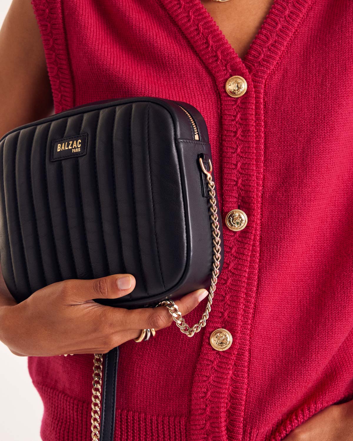 Sac César chaine noir lisse