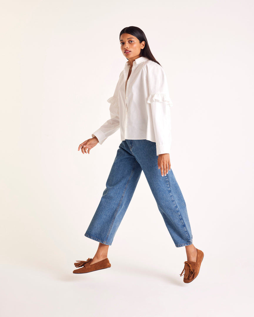 Mocassins Alix franges croûte de cuir noisette