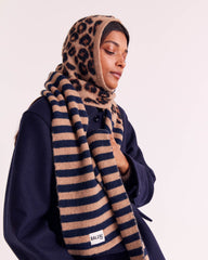 Cagoule Gigi rayure bleu et léopard