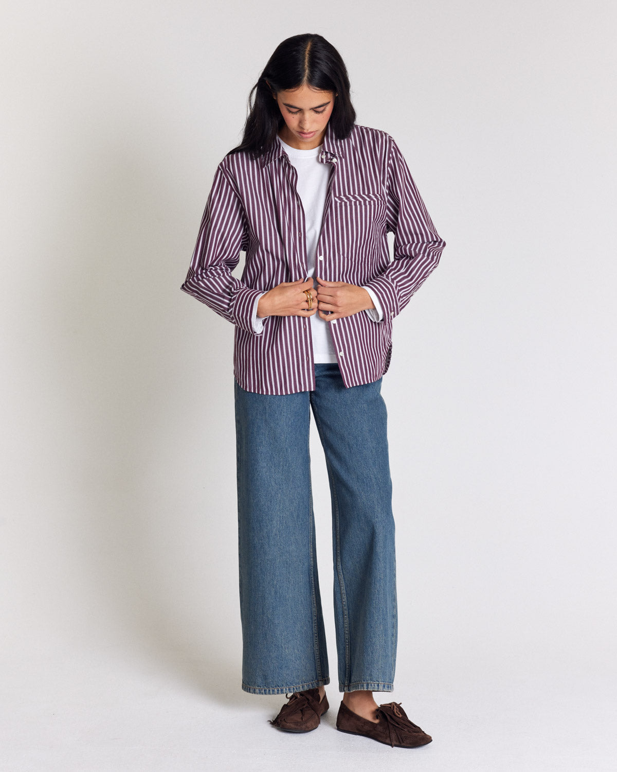 Chemise Stanislas rayures prune