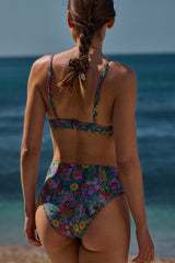 Bas de maillot Julio en matière Liberty violet, jaune et rose