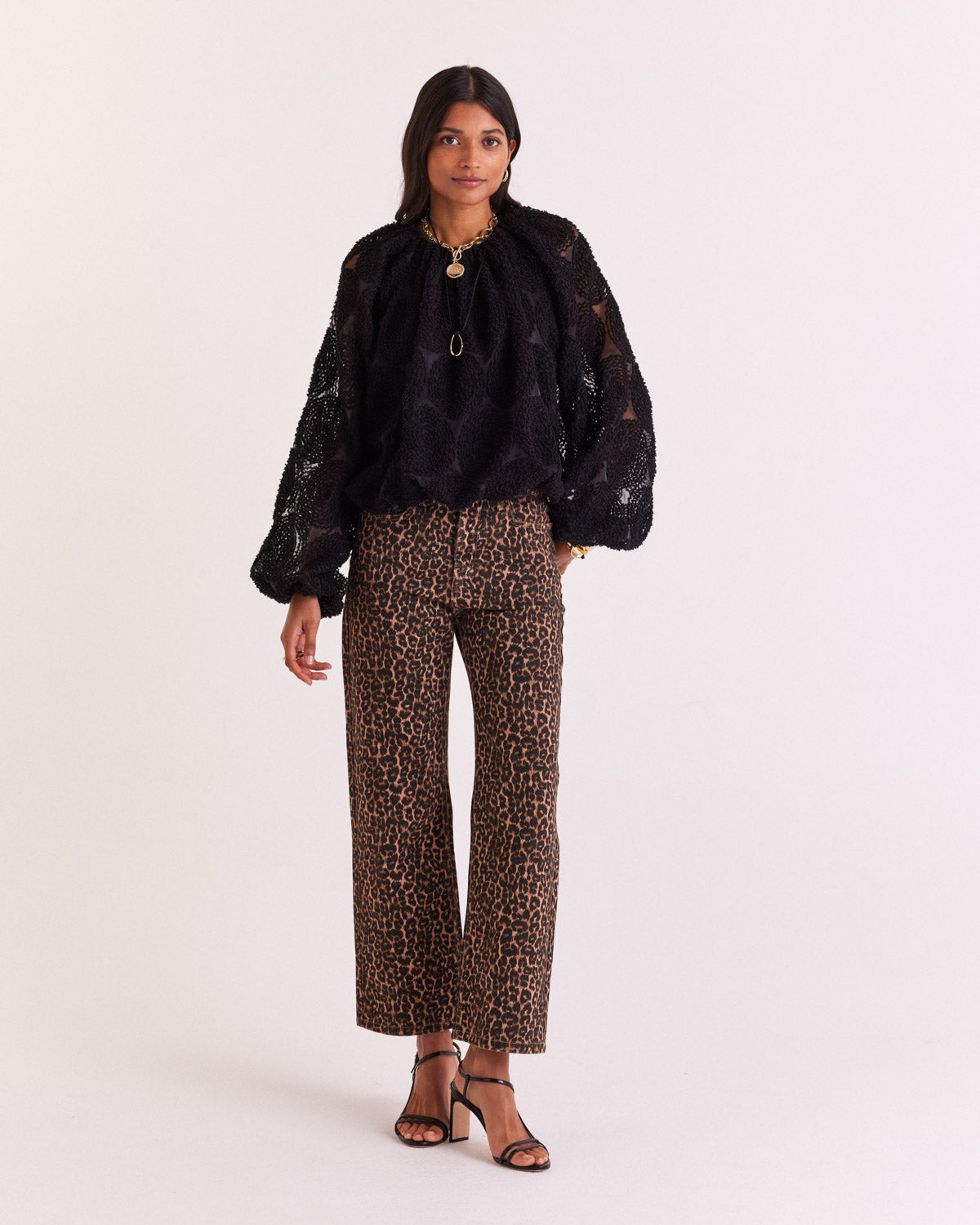 Blouse Ambre noir texturé