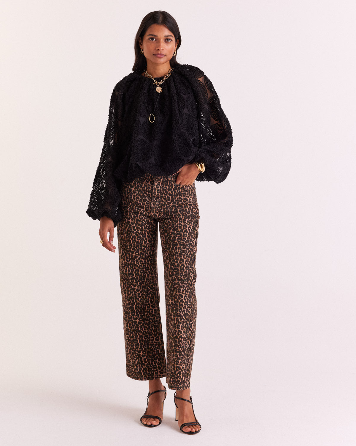 Blouse Ambre noir texturé