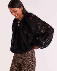 Blouse Ambre noir texturé