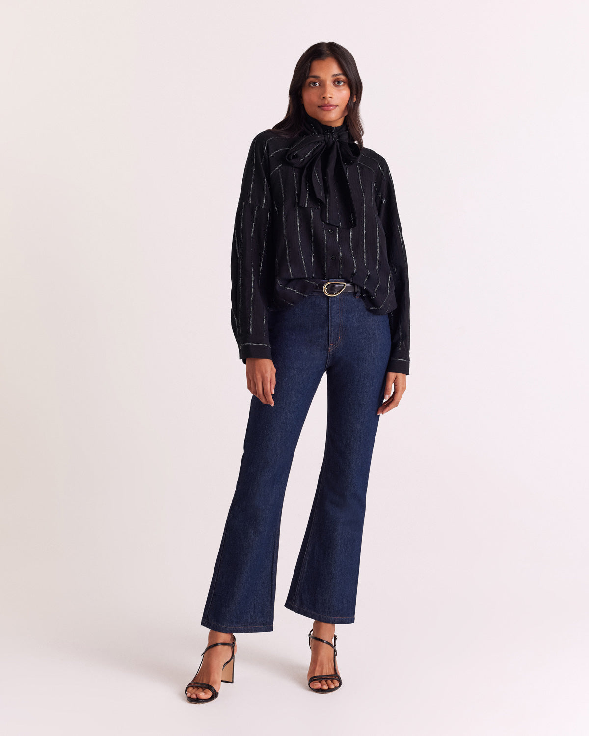 Chemise Joyce rayures marine et argent