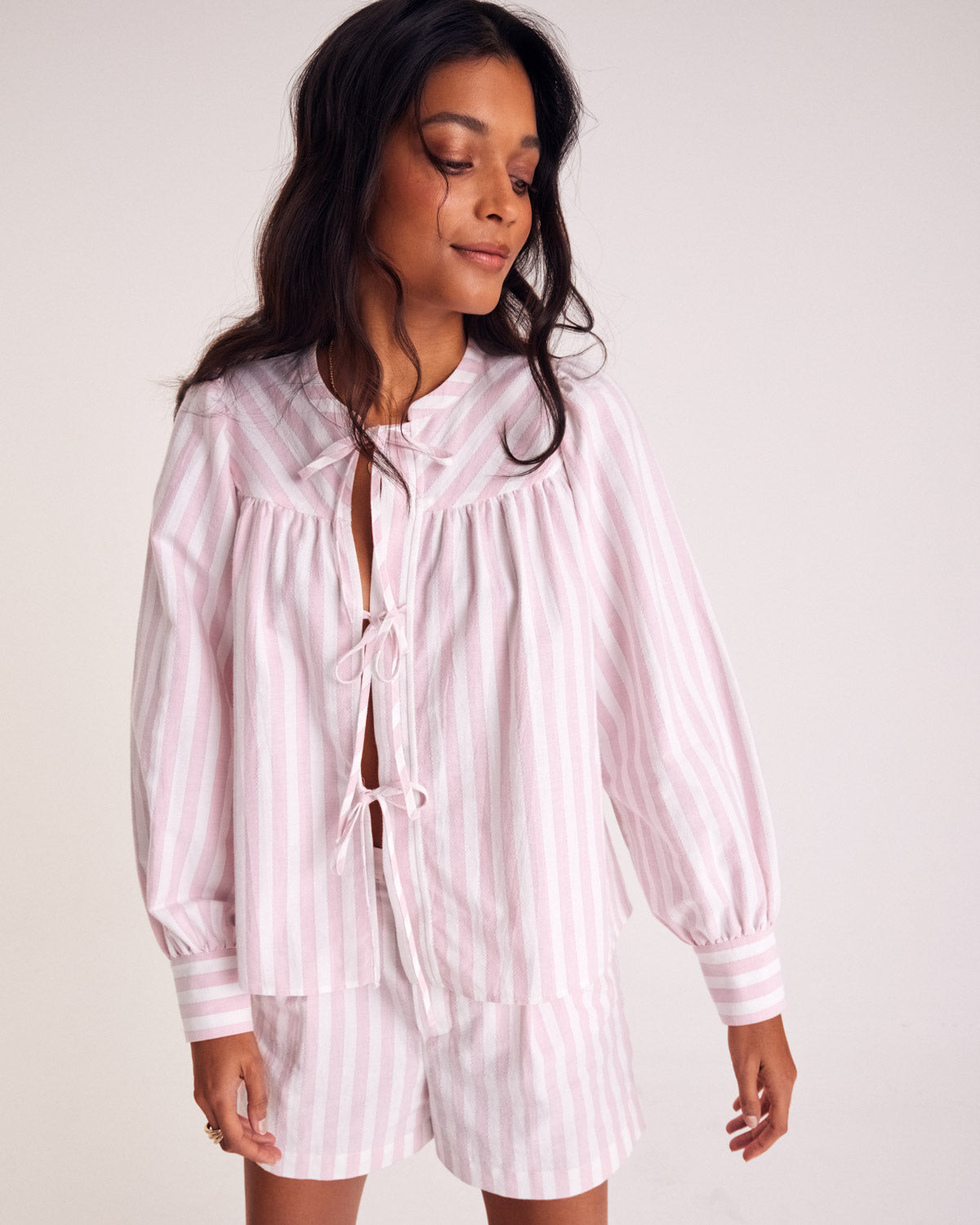 Chemise Josefina rayures rose et blanc