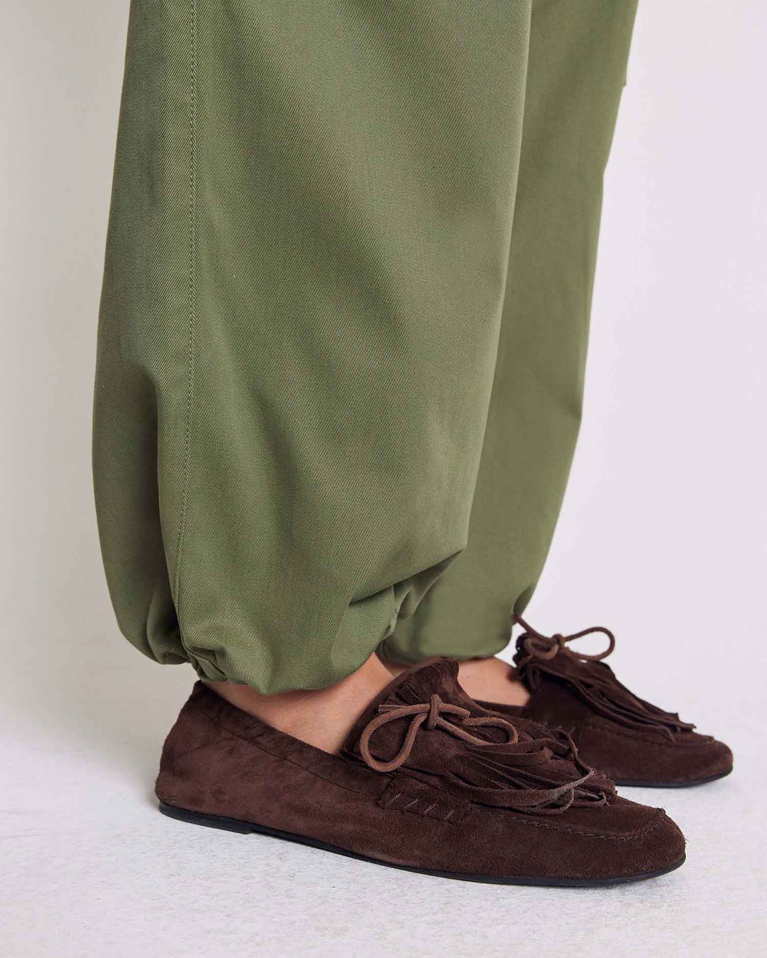 Mocassins Alix franges croûte de cuir moka
