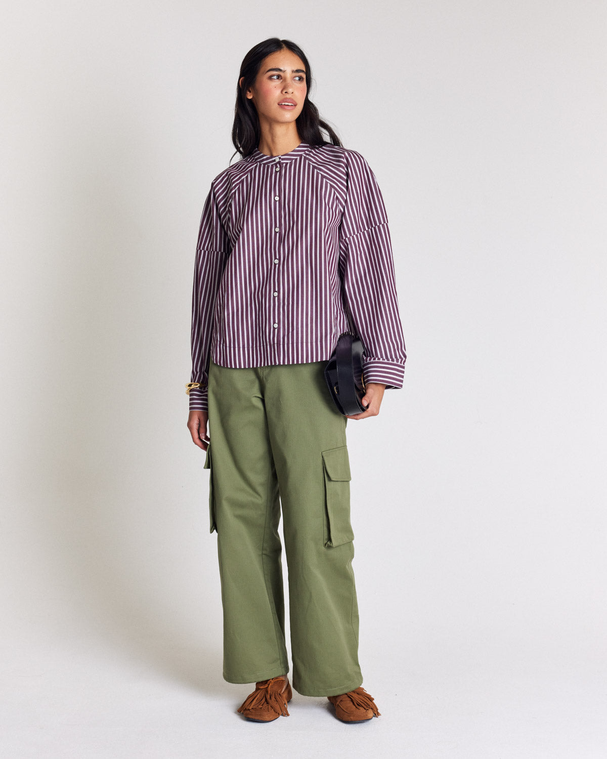 Chemise Josephine rayures prune