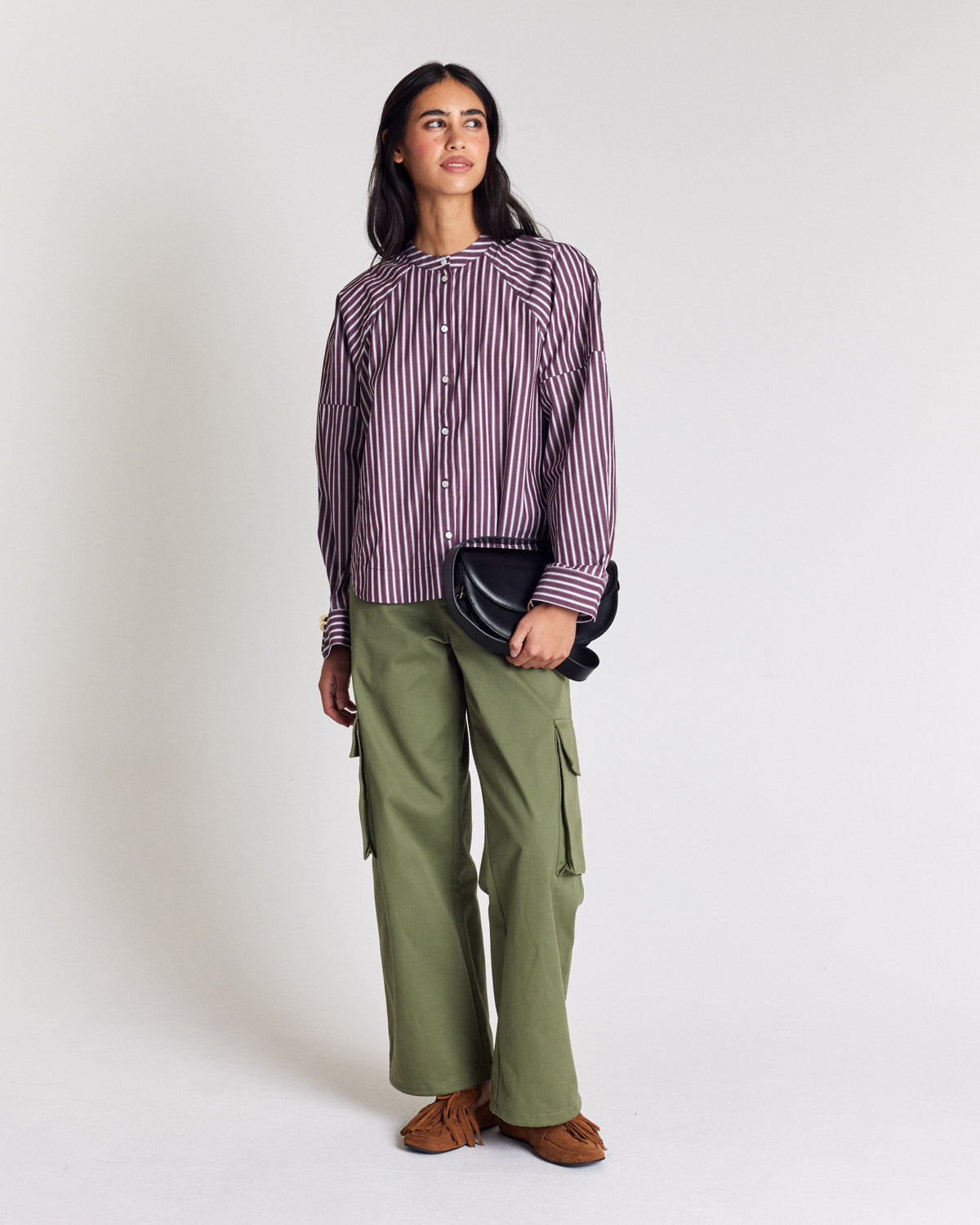 Chemise Josephine rayures prune