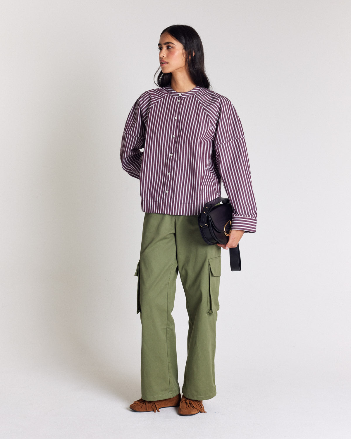 Chemise Josephine rayures prune