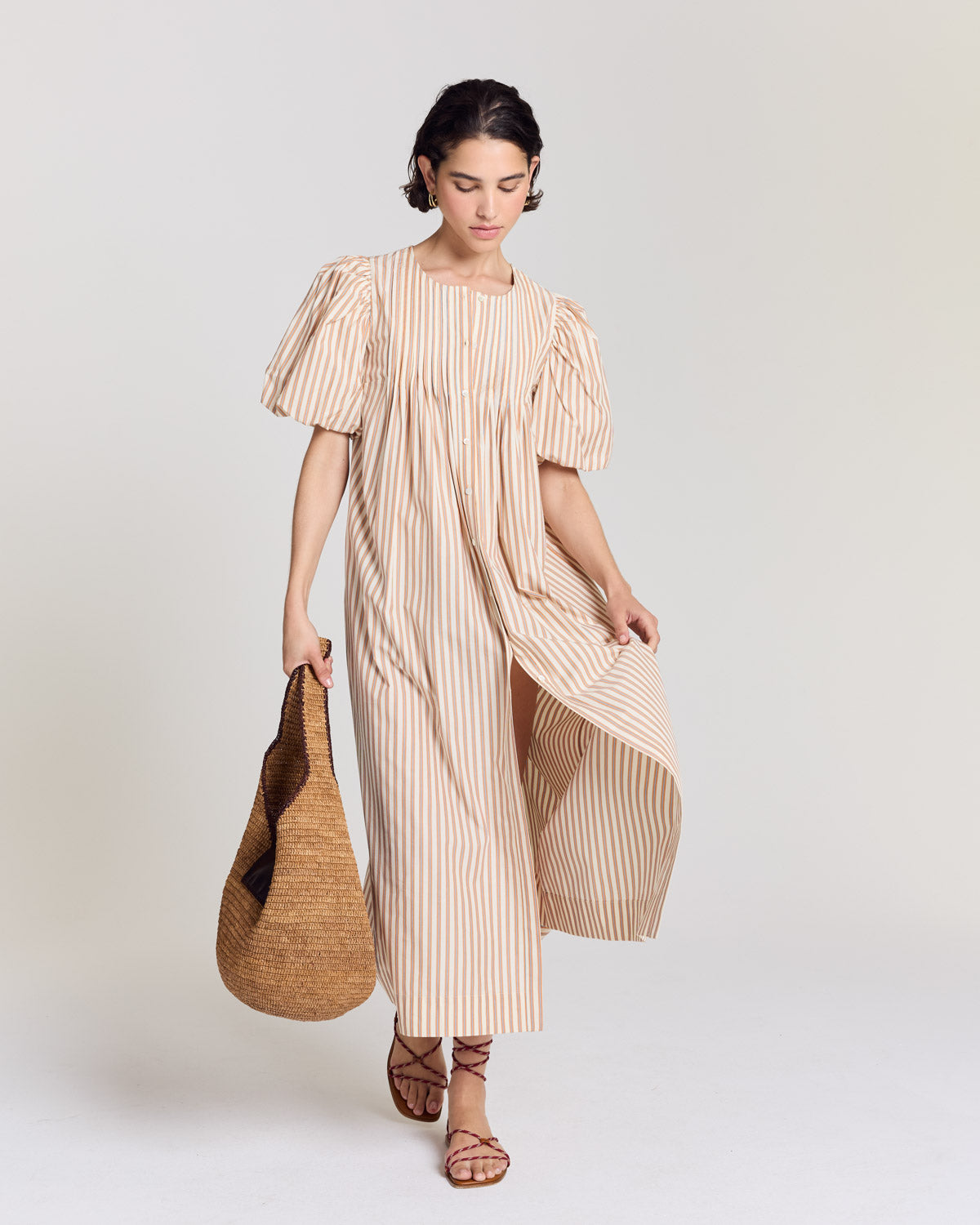 Robe Lavanda rayures orange, bleu et écru