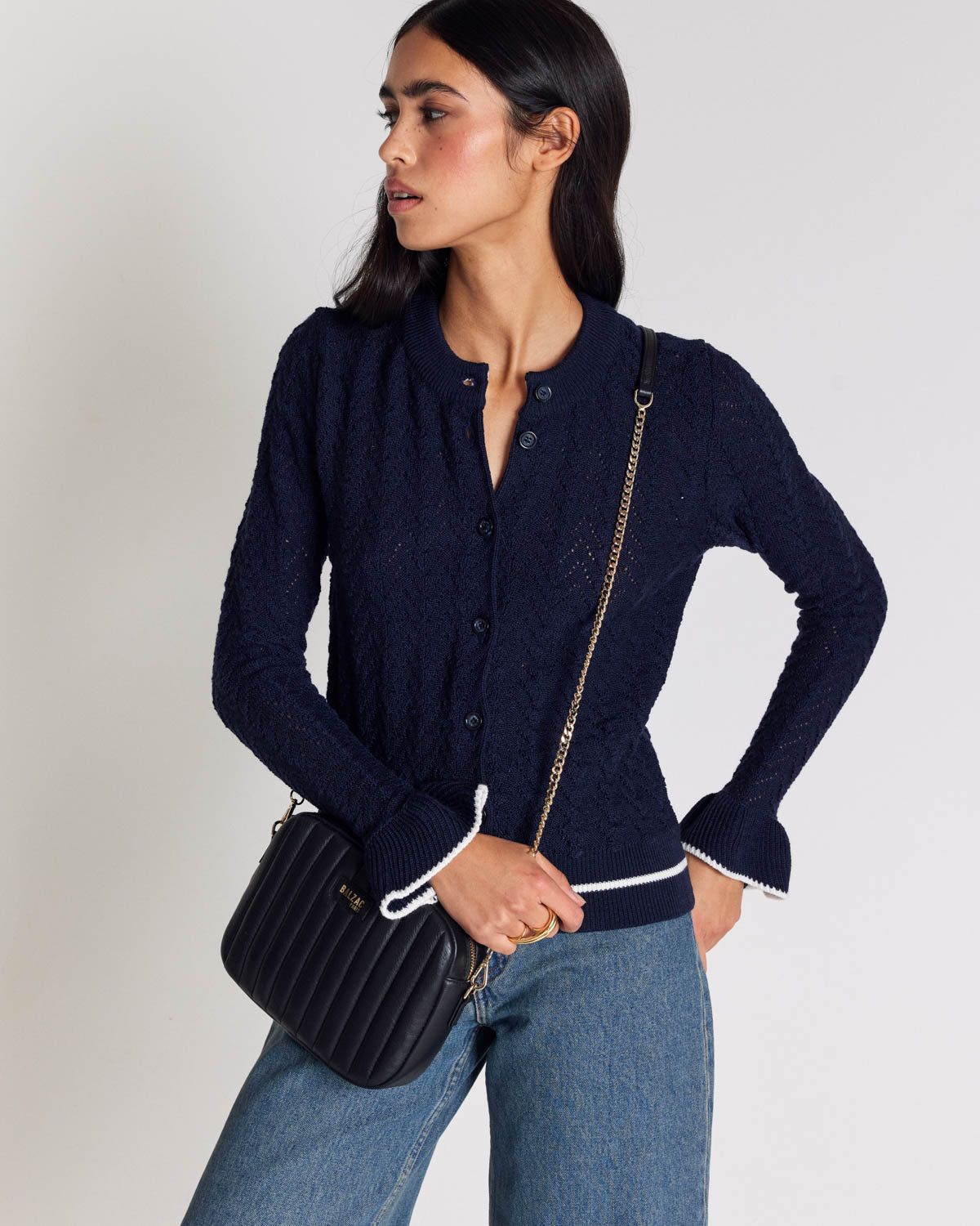 Sac César chaine noir lisse