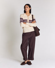Pull Elodie écru rayures bordeaux
