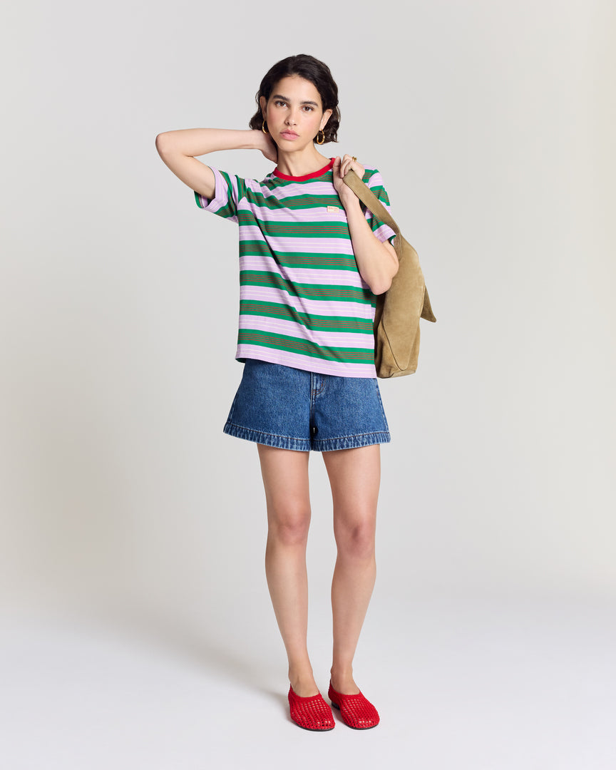 Tee Shirt Bree rayures marine et violet