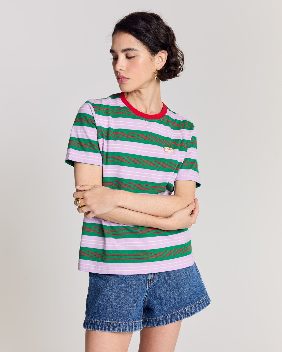 Tee Shirt Bree rayures marine et violet