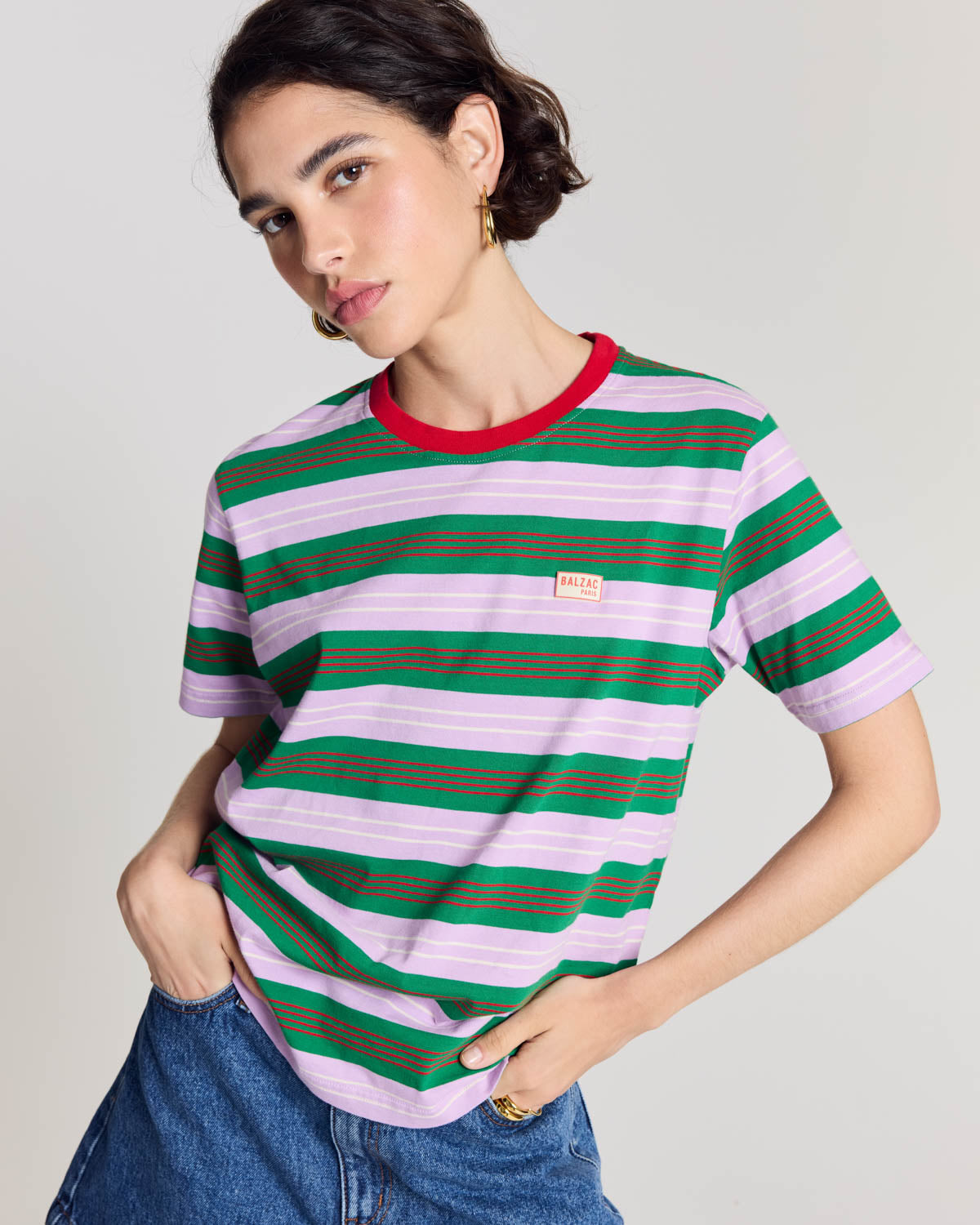 Tee Shirt Bree rayures marine et violet